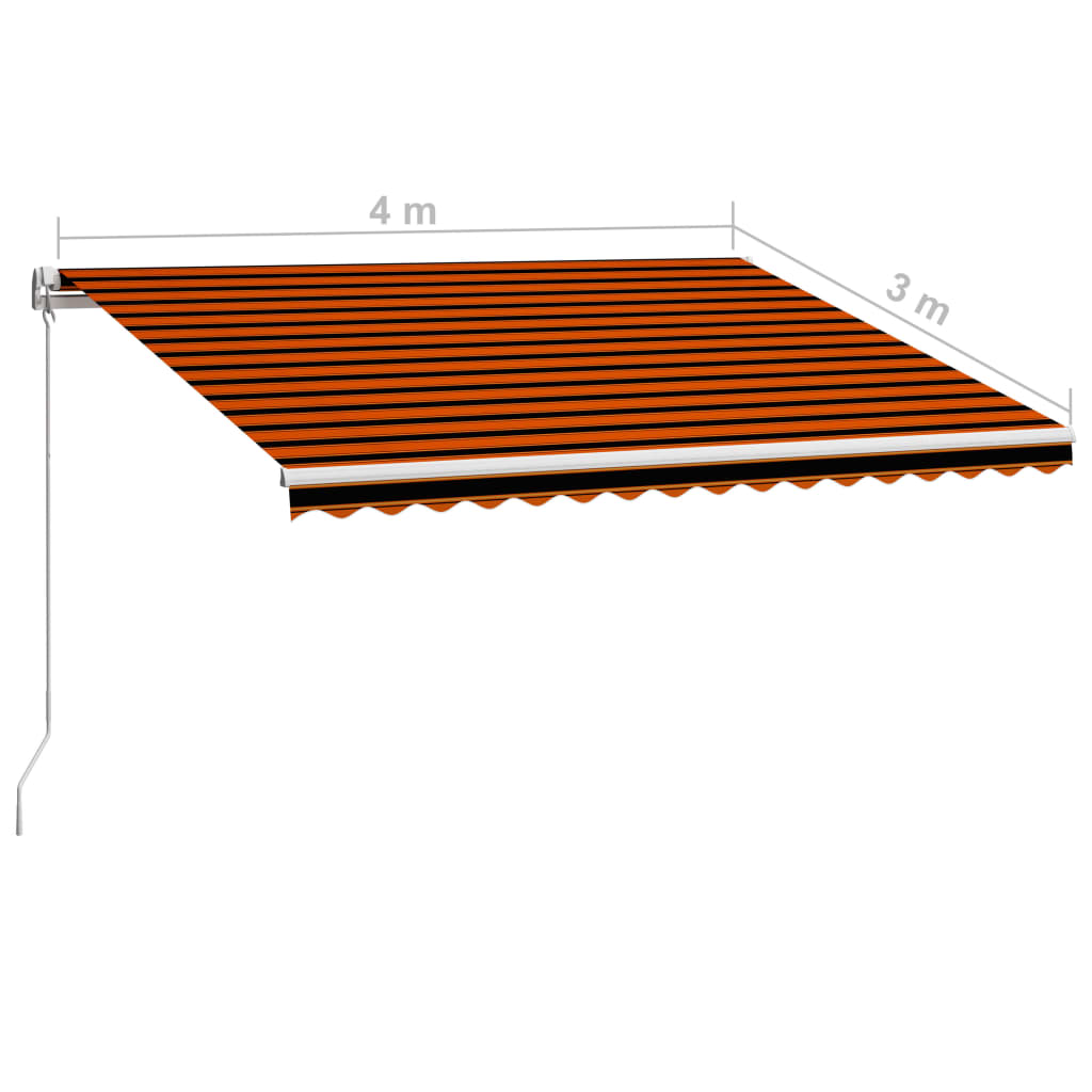 narancssárga és barna kézzel kihúzható napellenző 400 x 300 cm