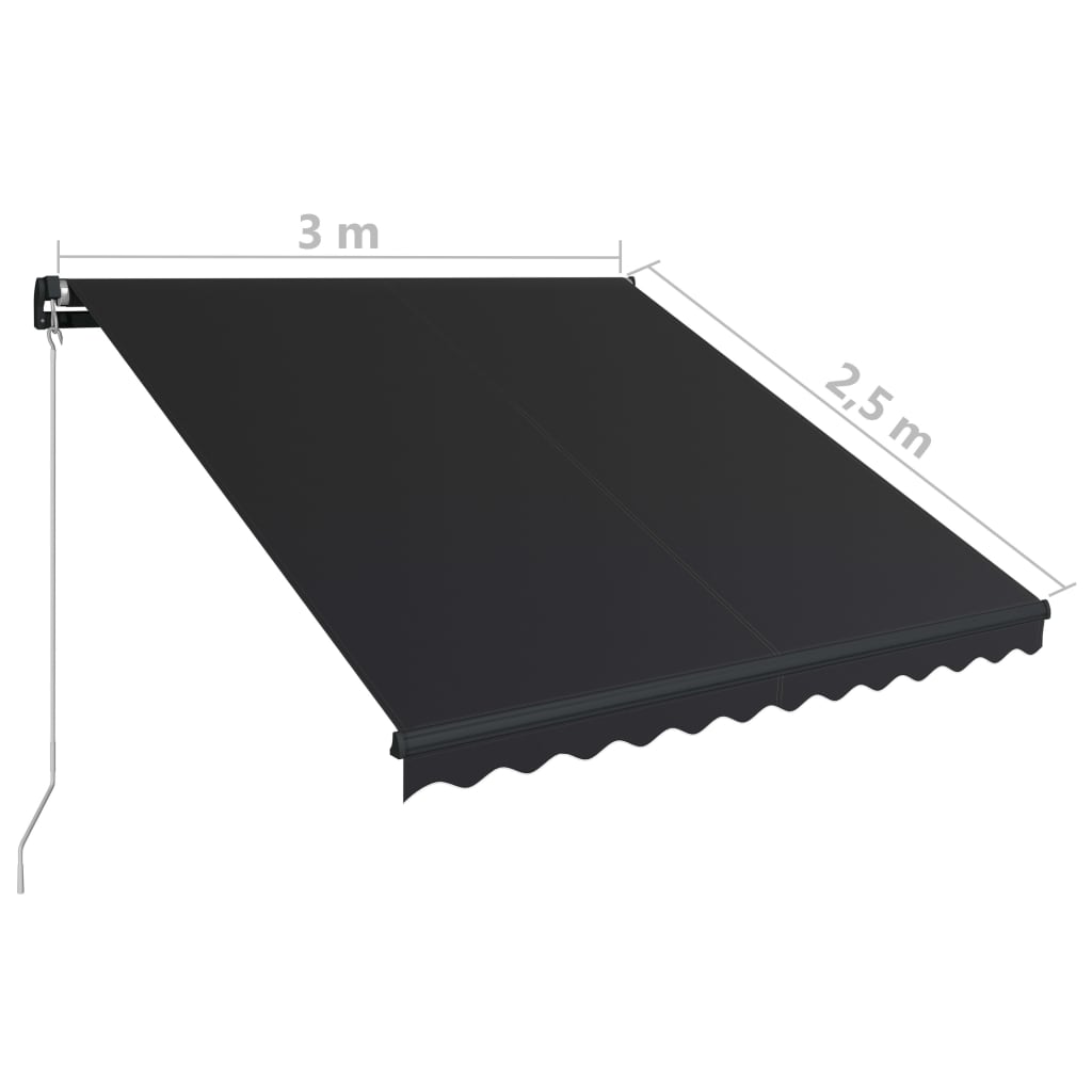 antracitszürke kézzel behúzható napellenző 300 x 250 cm