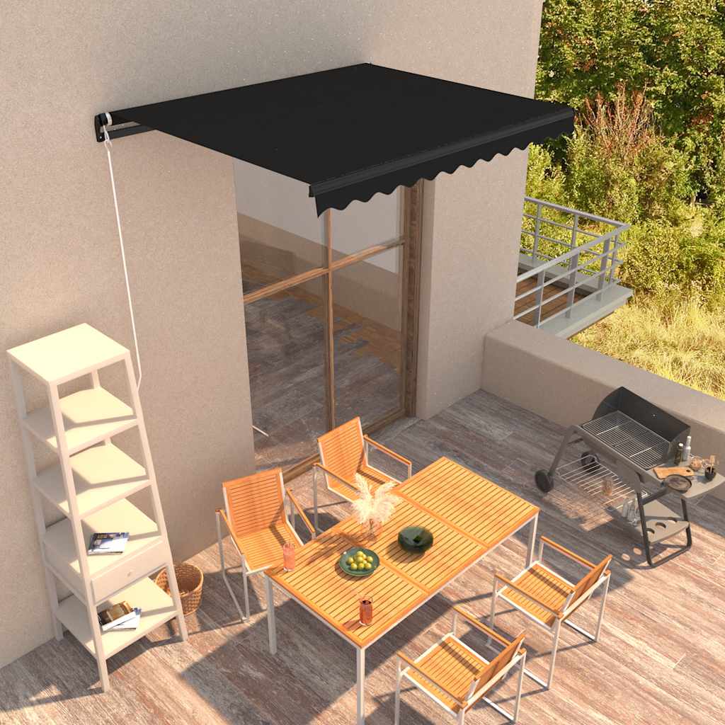 antracitszürke kézzel behúzható napellenző 350 x 250 cm