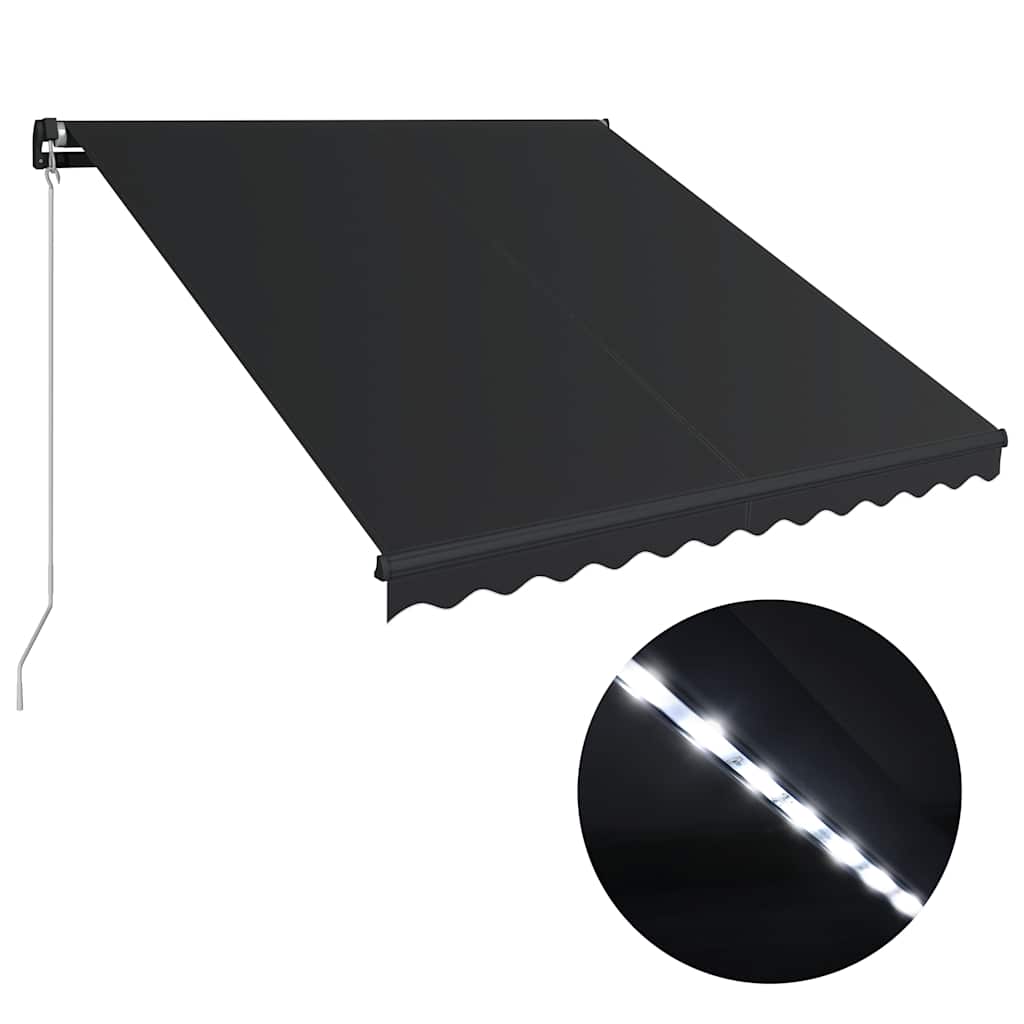 antracitszürke kézzel kihúzható LED-es napellenző 300 x 250 cm
