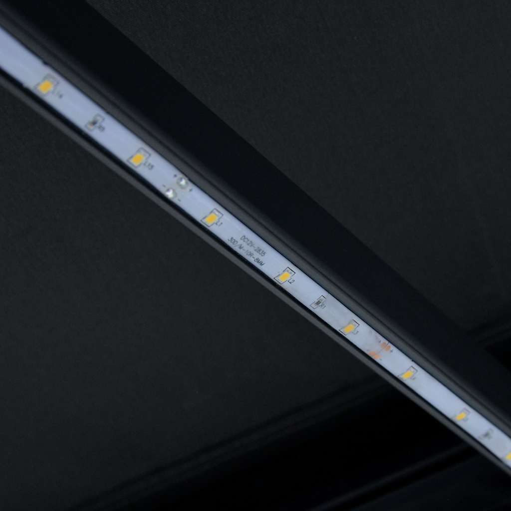 antracitszürke kézzel kihúzható LED-es napellenző 300 x 250 cm