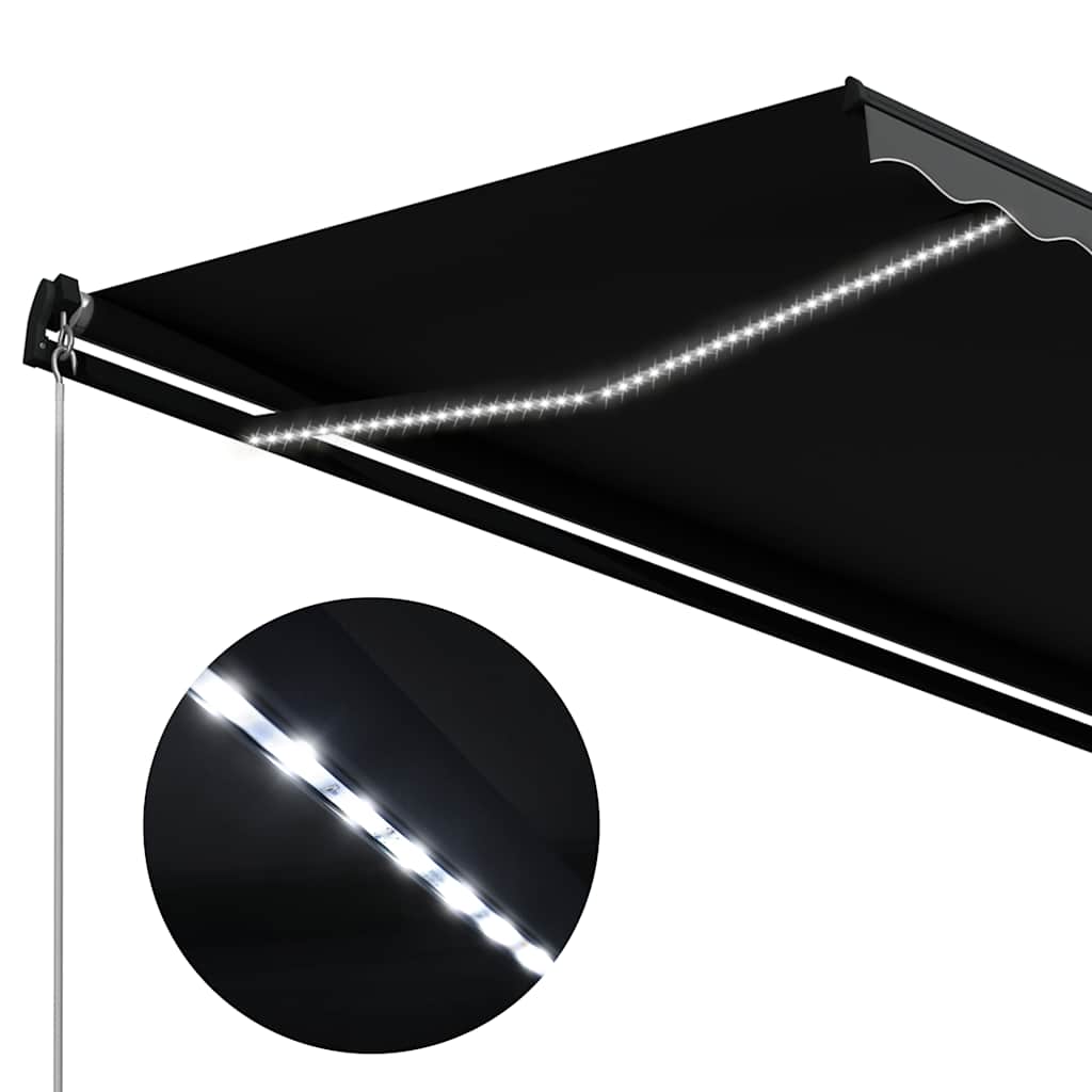 antracitszürke kézzel kihúzható LED-es napellenző 450 x 300 cm