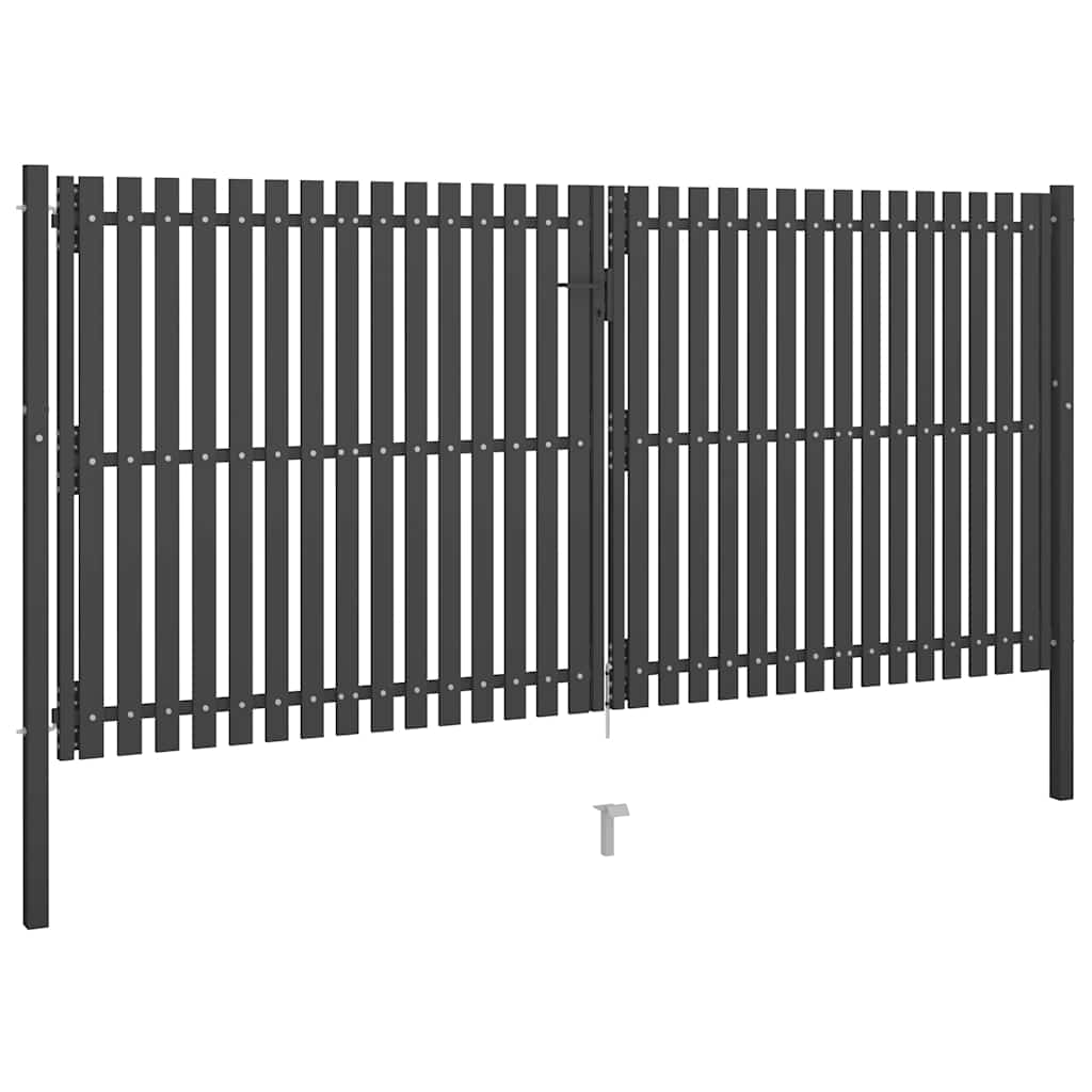 antracit színű acél kerítéskapu 400 x 175 cm
