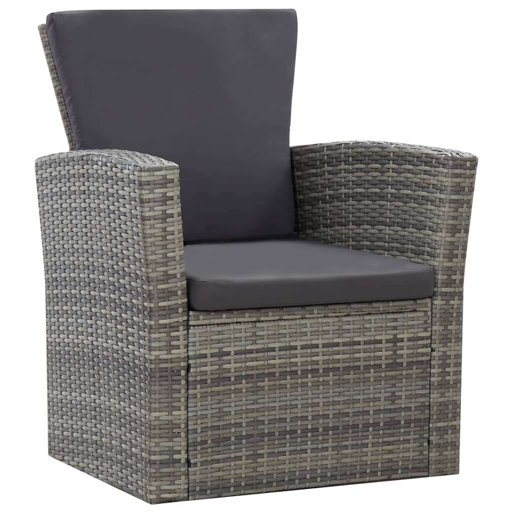 4-részes szürke polyrattan kerti bútorszett párnákkal