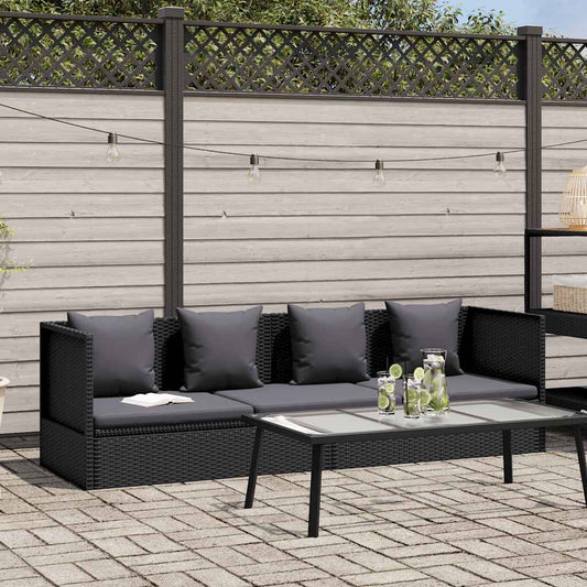 fekete polyrattan kerti ágy ülő- és hátpárnával