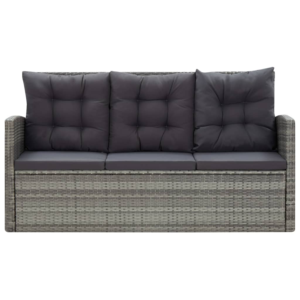 5 részes szürke kültéri polyrattan étkezőgarnitúra párnákkal