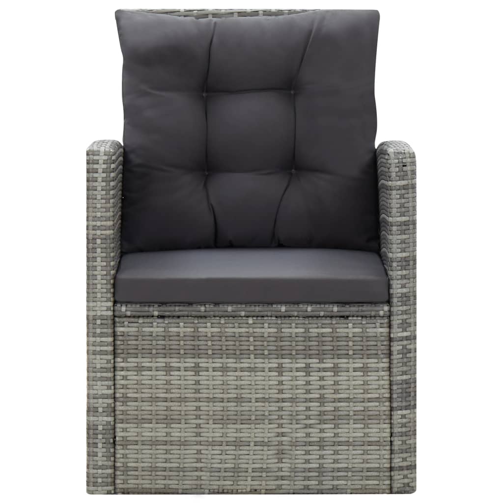 5 részes szürke kültéri polyrattan étkezőgarnitúra párnákkal