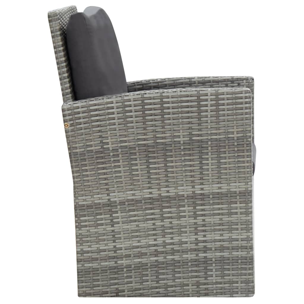 5 részes szürke kültéri polyrattan étkezőgarnitúra párnákkal