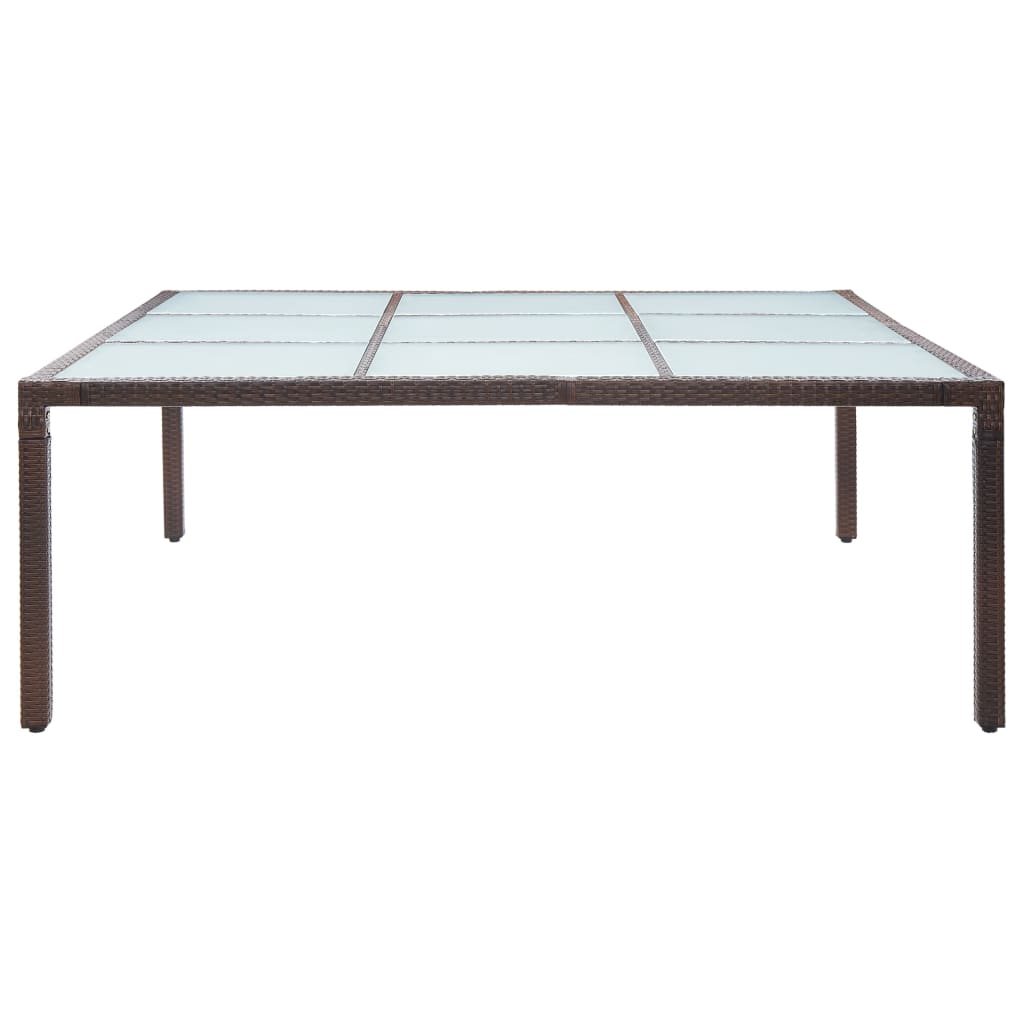 barna polyrattan kerti étkezőasztal 200 x 200 x 74 cm