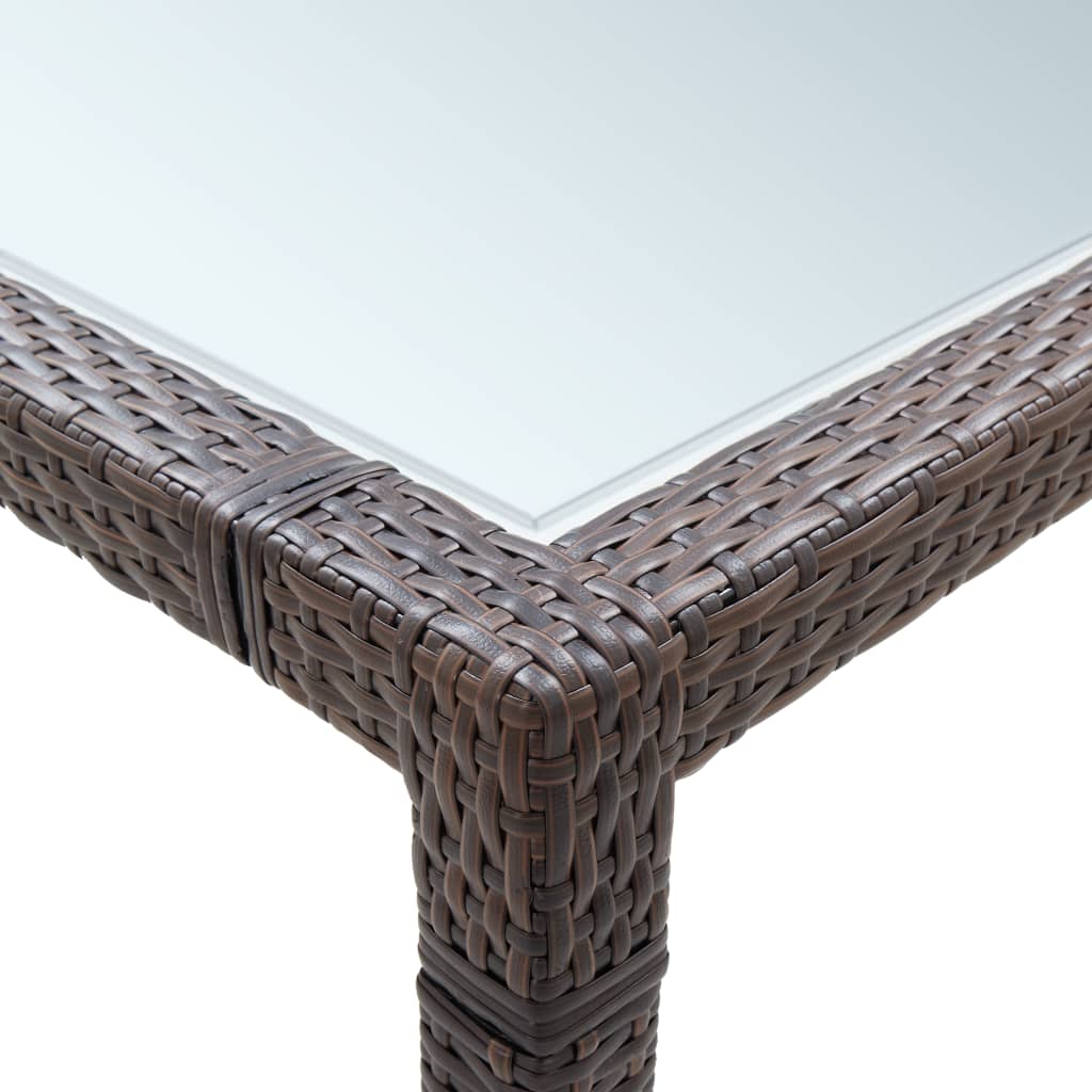 barna polyrattan kerti étkezőasztal 200 x 200 x 74 cm