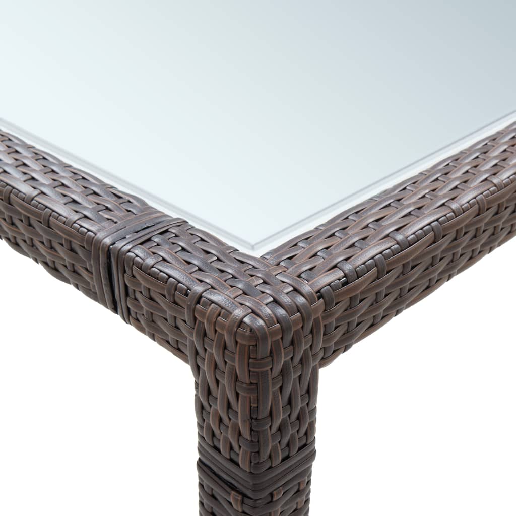 barna polyrattan kerti étkezőasztal 200 x 200 x 74 cm
