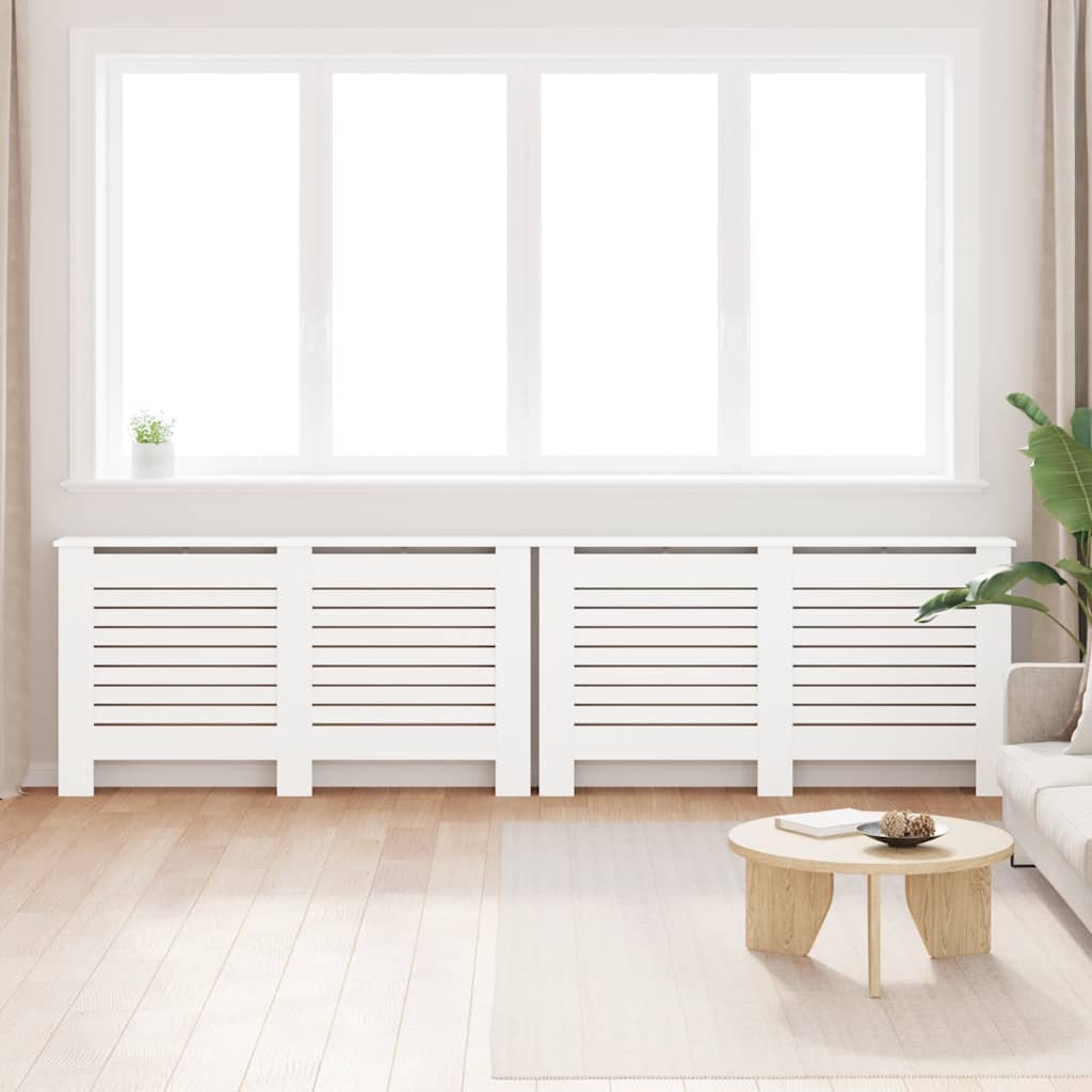 2 db fehér MDF radiátorburkolat 152 x 19 x 81,5 cm