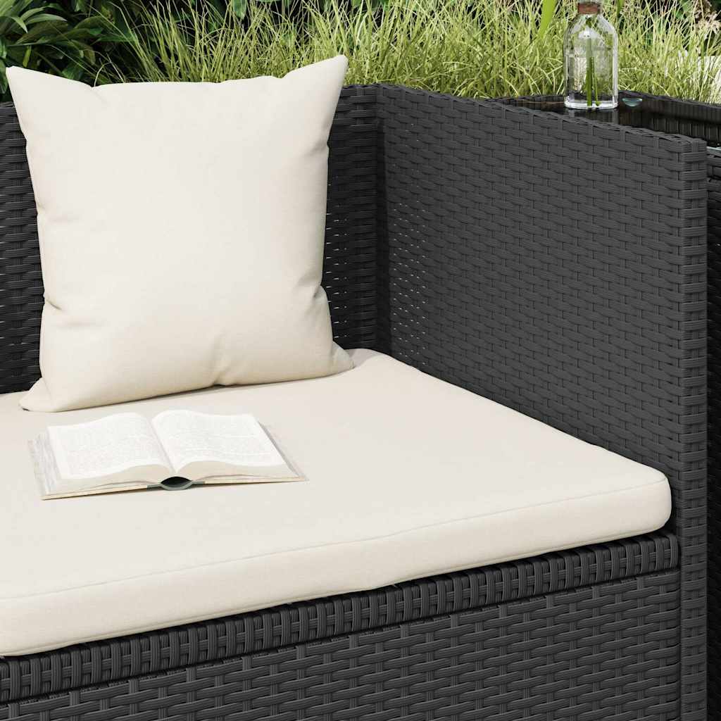 fekete polyrattan kerti ágy hát- és ülőpárnákkal