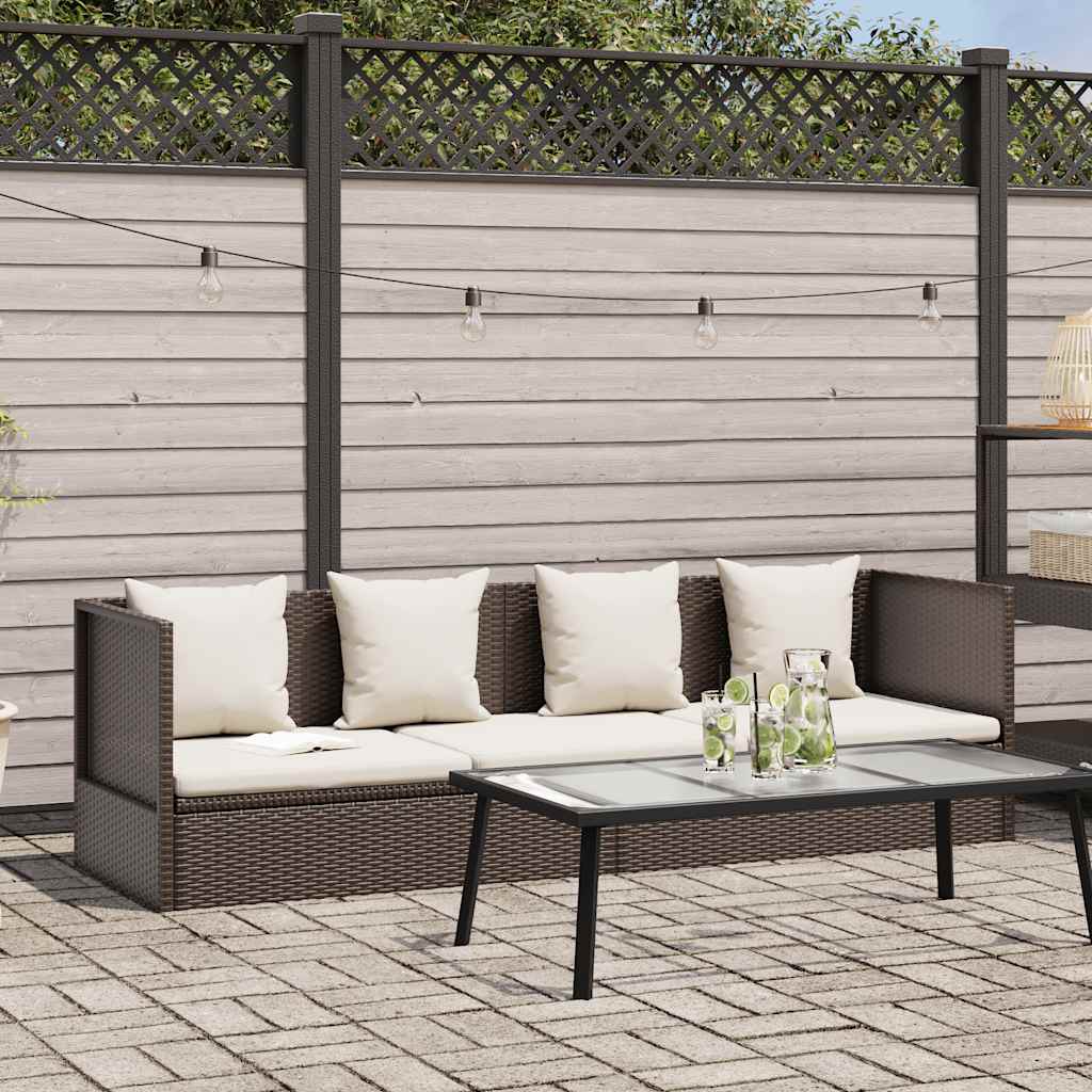 barna polyrattan kerti ágy hát- és ülőpárnákkal