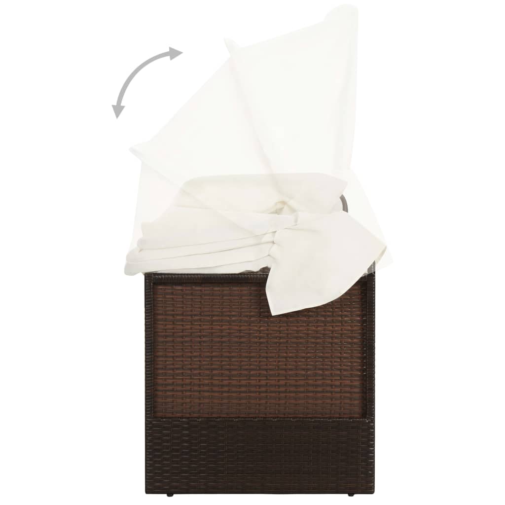 barna polyrattan kerti kanapé napellenzővel