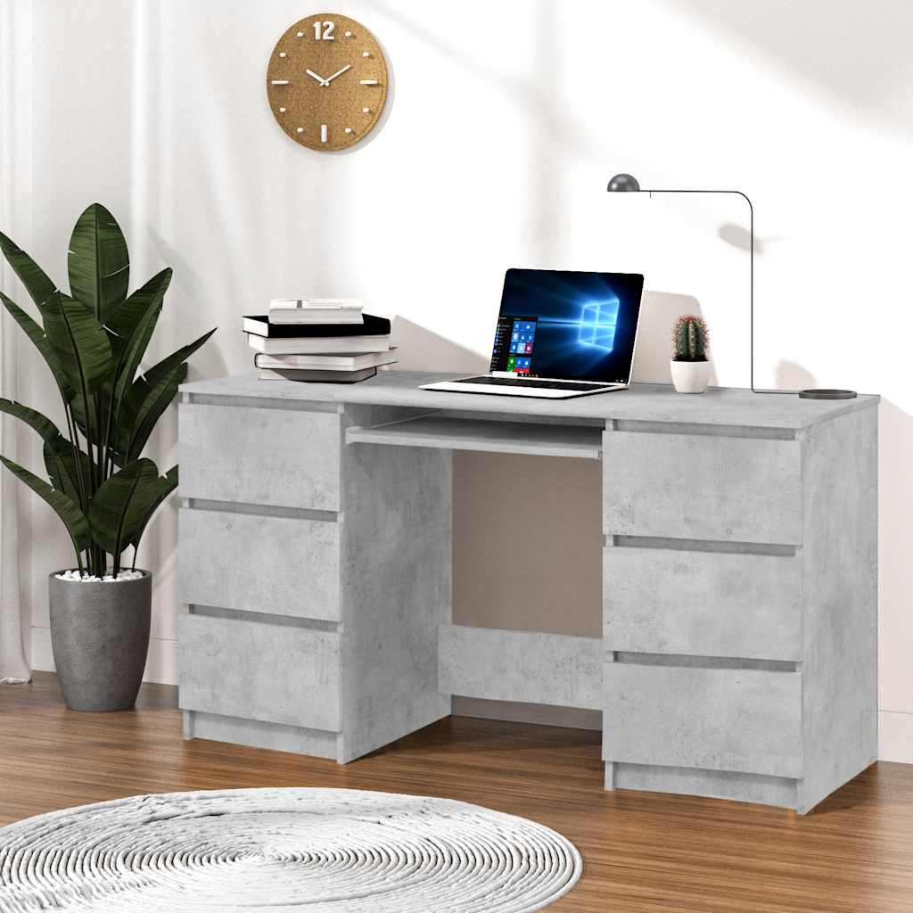 betonszürke szerelt fa íróasztal 140 x 50 x 77 cm