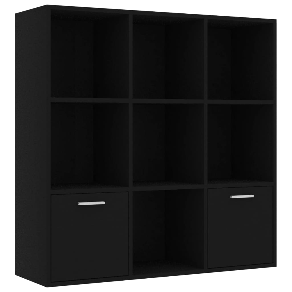 fekete szerelt fa könyvszekrény 98 x 30 x 98 cm