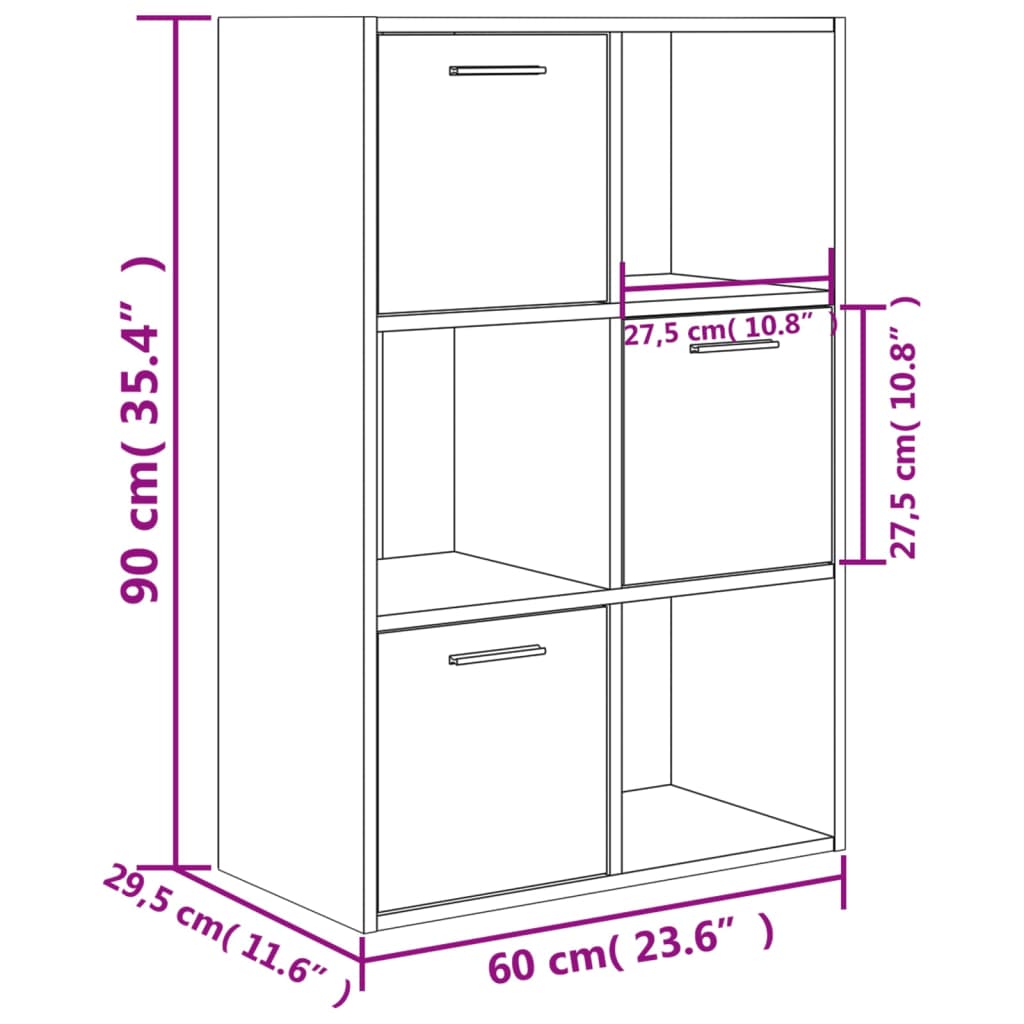 betonszürke szerelt fa tárolószekrény 60 x 29,5 x 90 cm