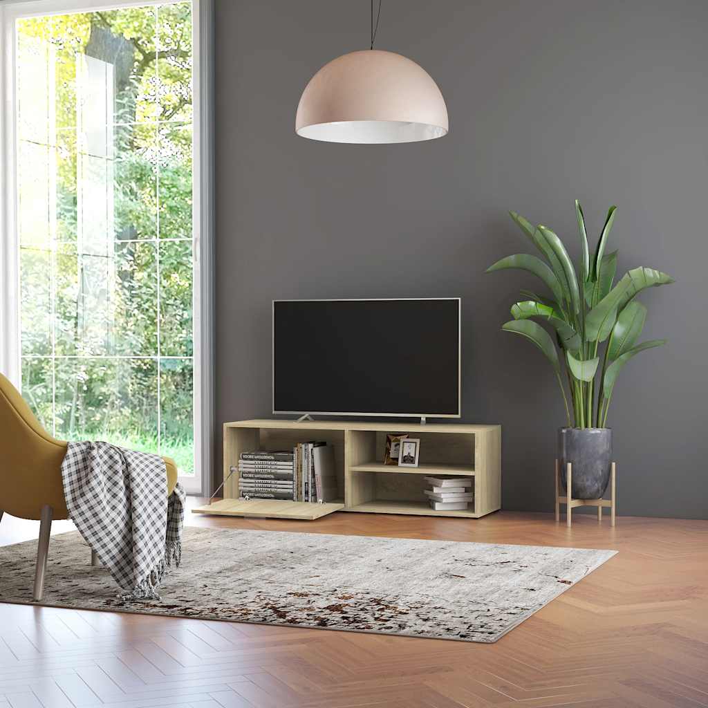 sonoma tölgy színű szerelt fa TV-szekrény 120 x 34 x 37 cm