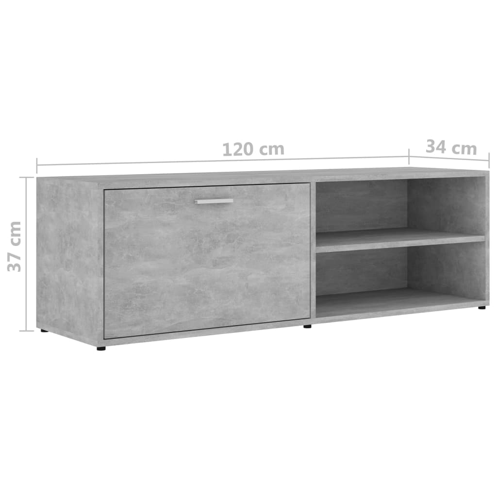 betonszürke szerelt fa TV-szekrény 120 x 34 x 37 cm