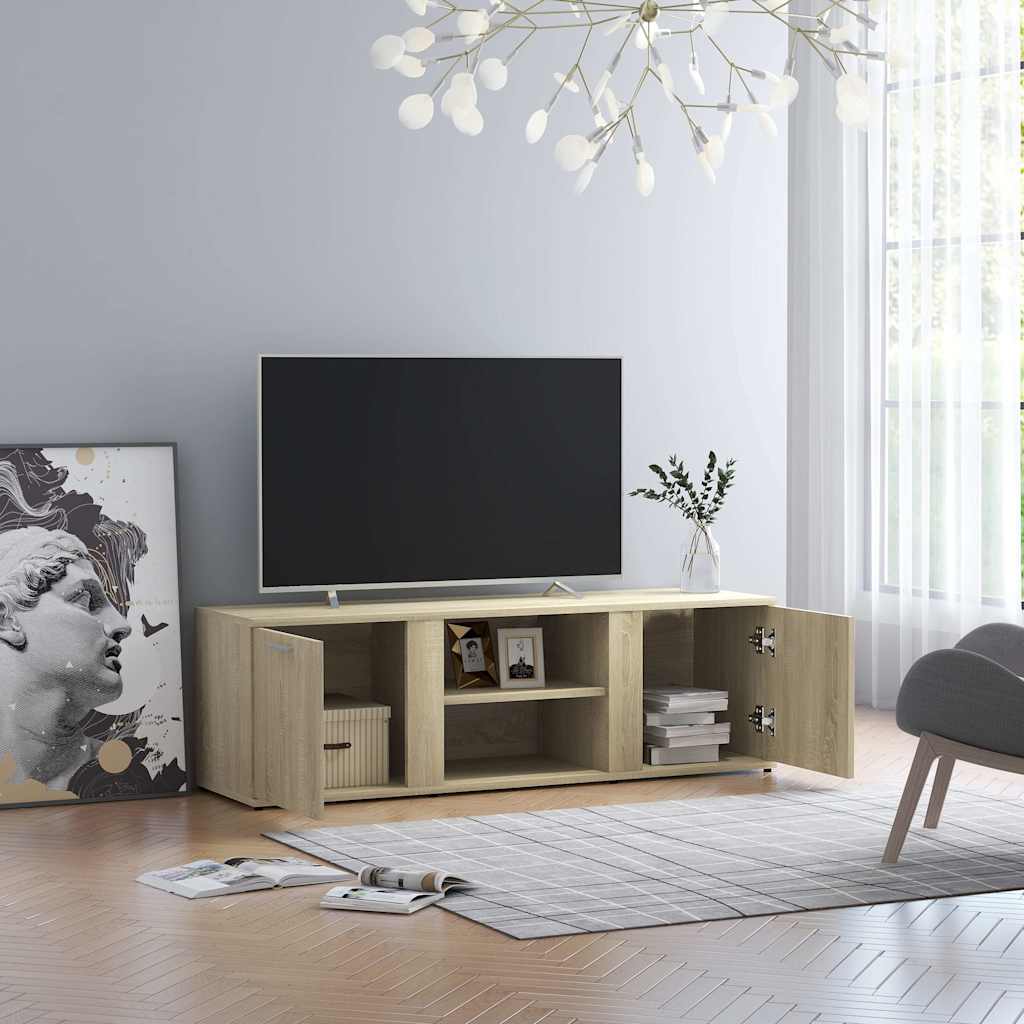 sonoma tölgy színű szerelt fa TV-szekrény 120 x 34 x 37 cm