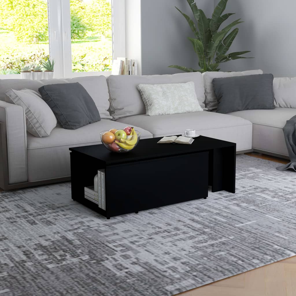 fekete szerelt fa dohányzóasztal 150 x 50 x 35 cm