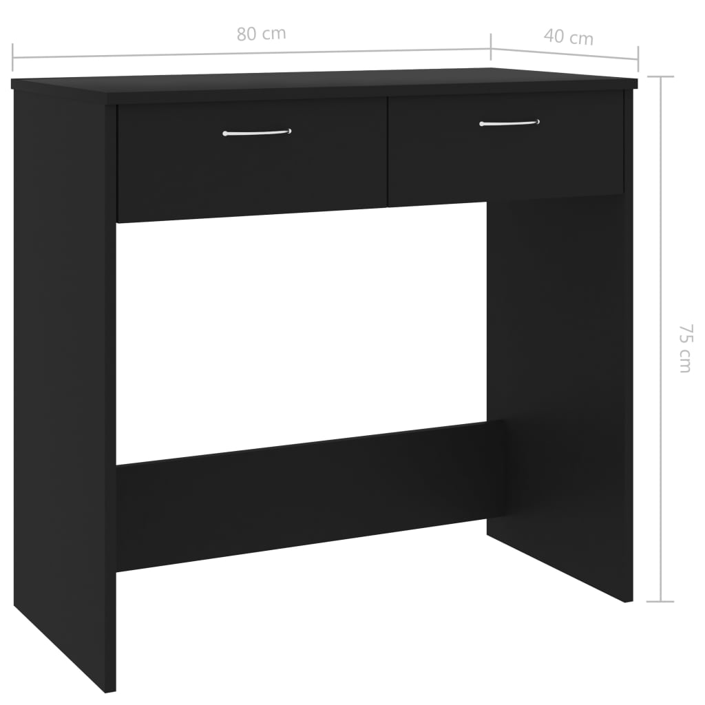 fekete szerelt fa íróasztal 80 x 40 x 75 cm