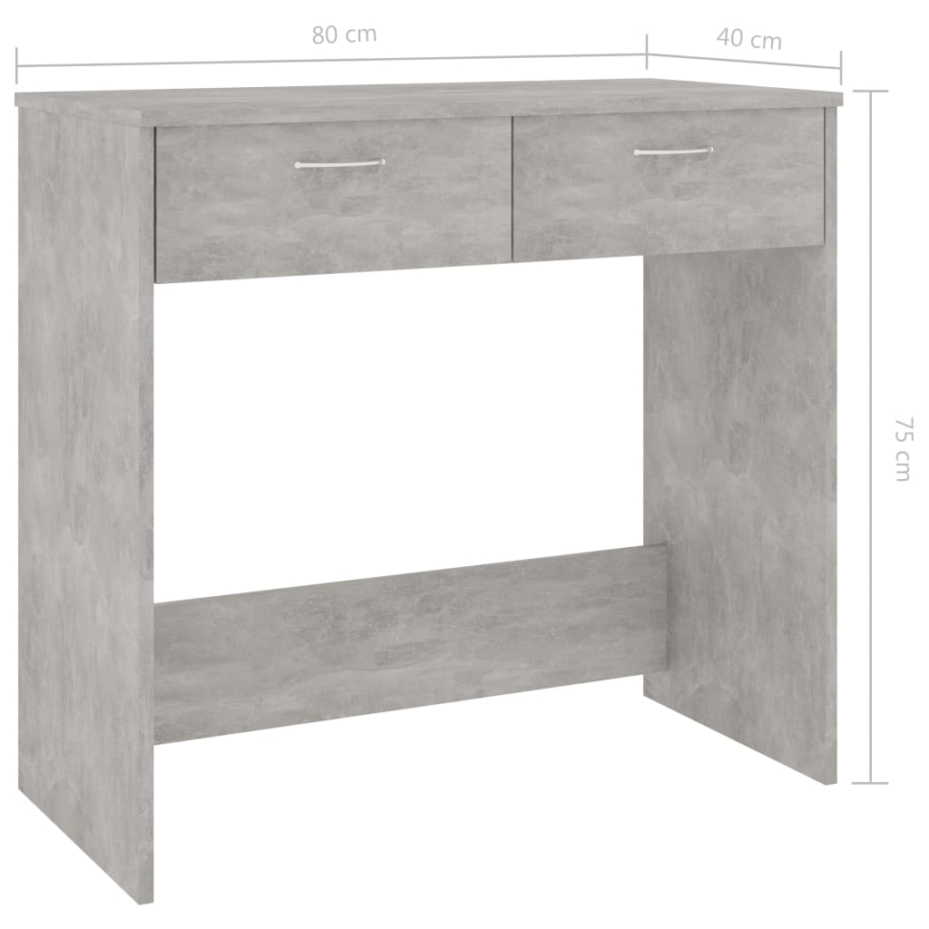 betonszürke szerelt fa íróasztal 80 x 40 x 75 cm