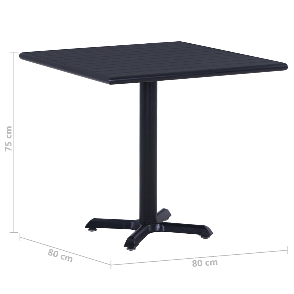 fekete kerti asztal 80 x 80 x 75 cm