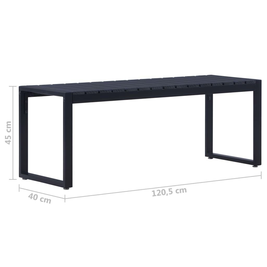 fekete polisztirol lemez kerti pad 120,5 cm