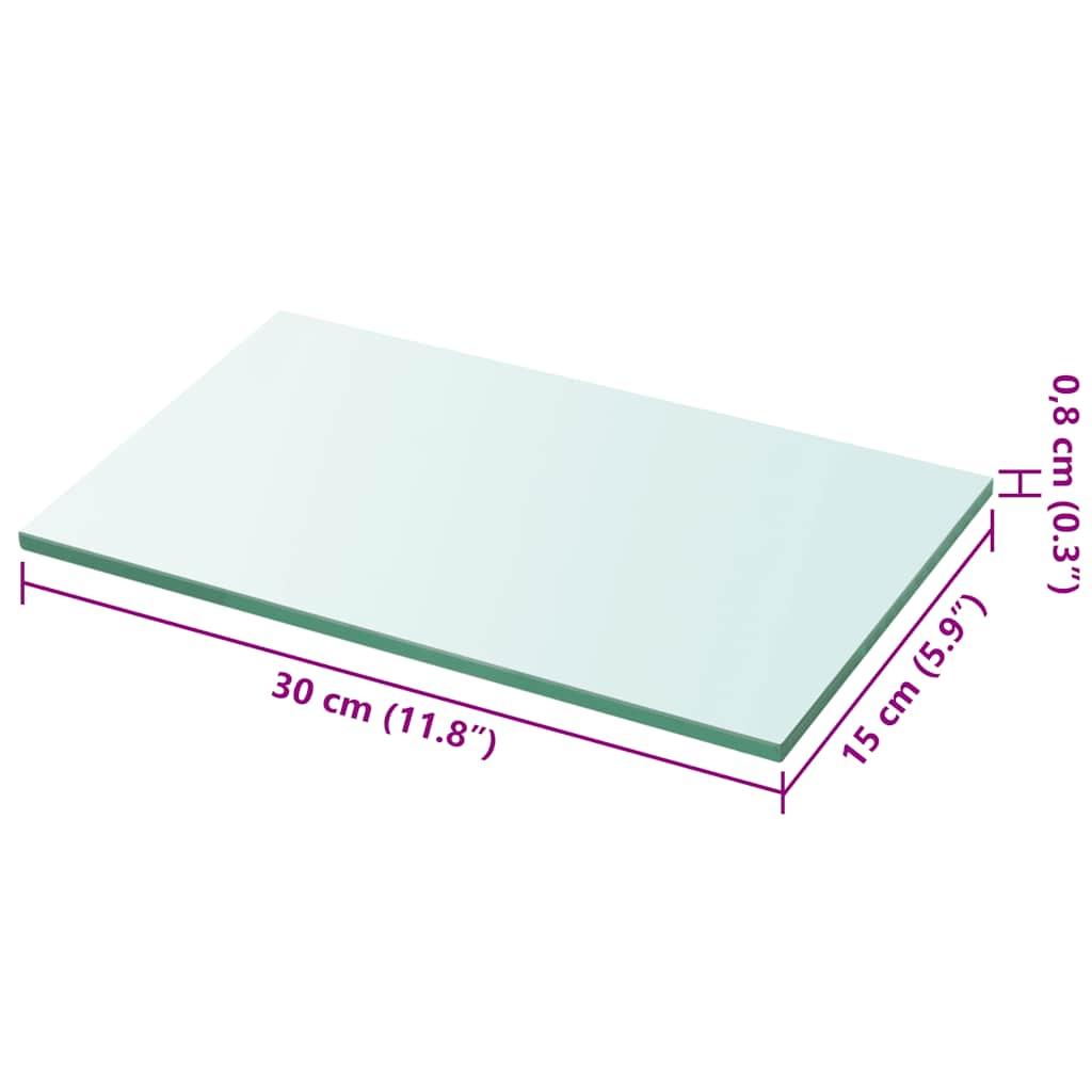2 db átlátszó üveg paneles polc 30 x 15 cm