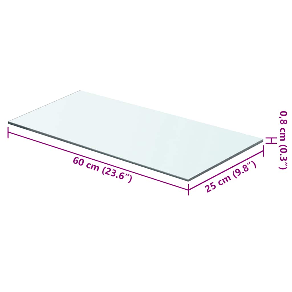 2 db átlátszó üveg paneles polc 60 x 25 cm