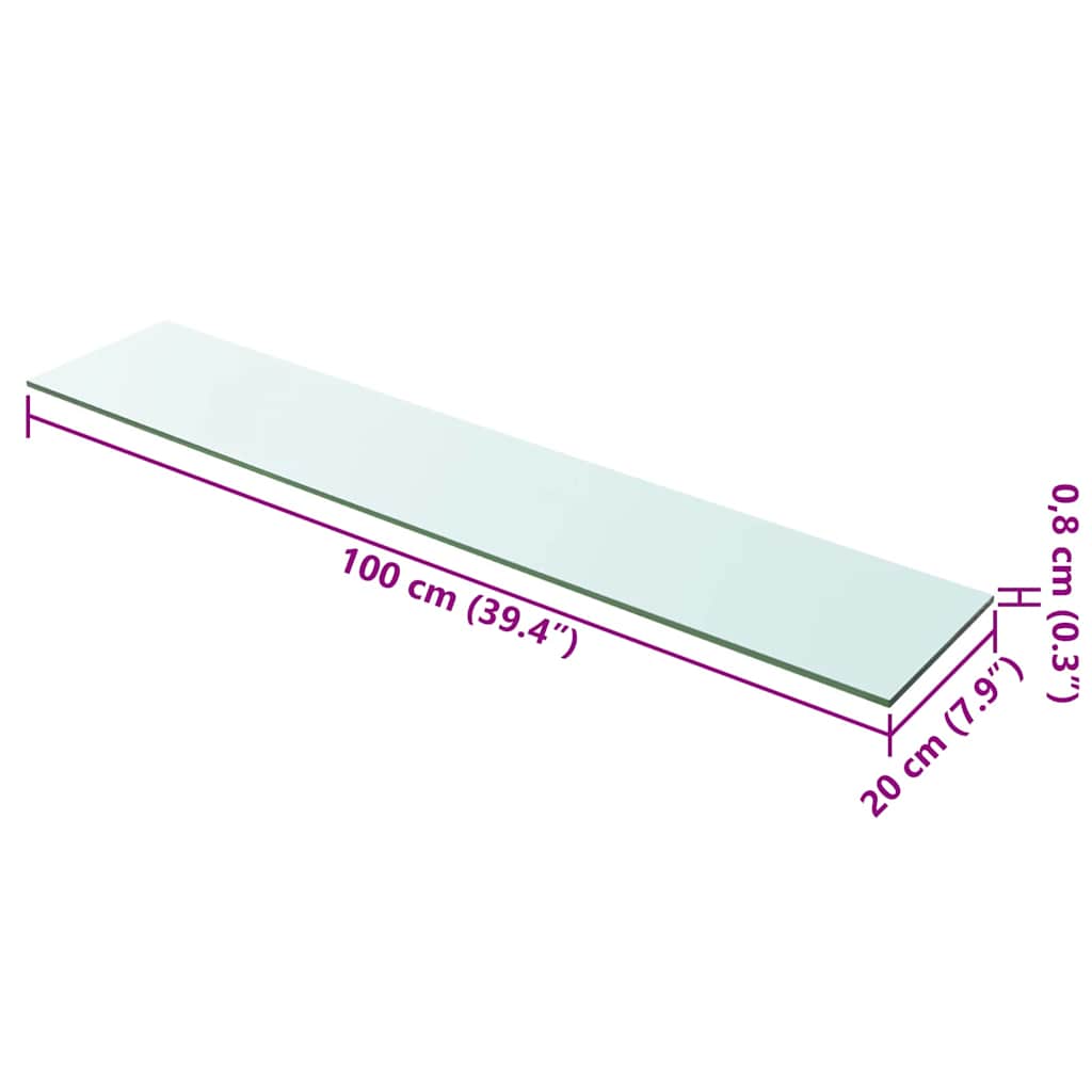 2 db átlátszó üveg paneles polc 100 x 20 cm
