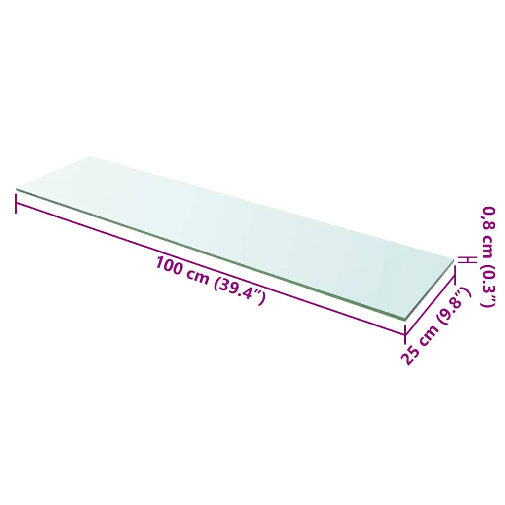 2 db átlátszó üveg paneles polc 100 x 25 cm