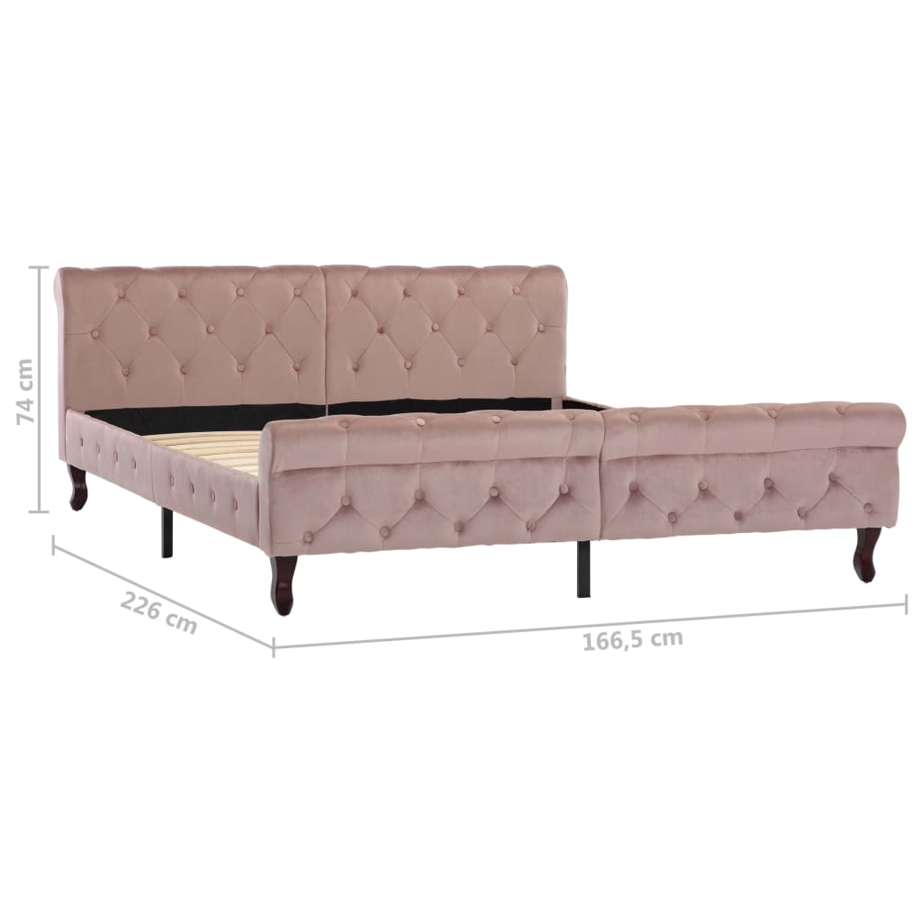 rózsaszín bársony ágykeret 160 x 200 cm