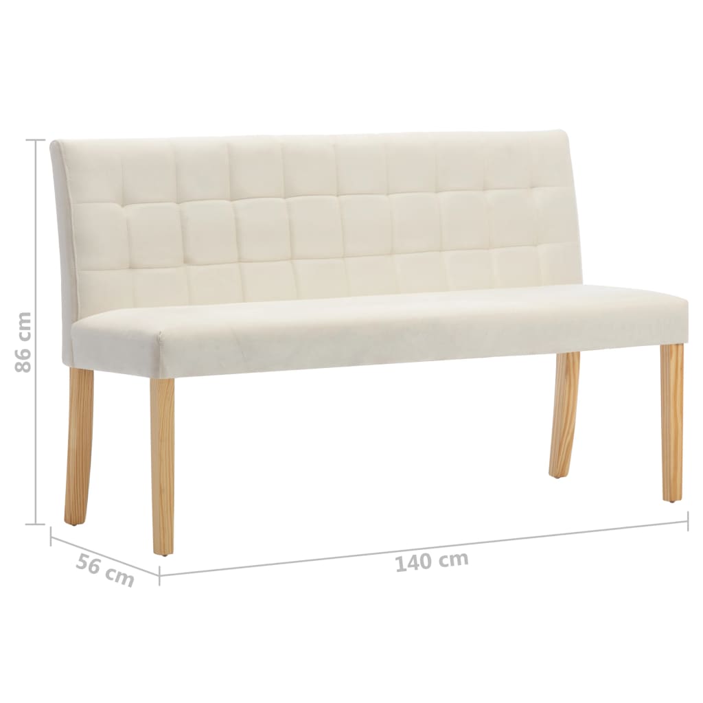 krémszínű bársony pad 140 cm