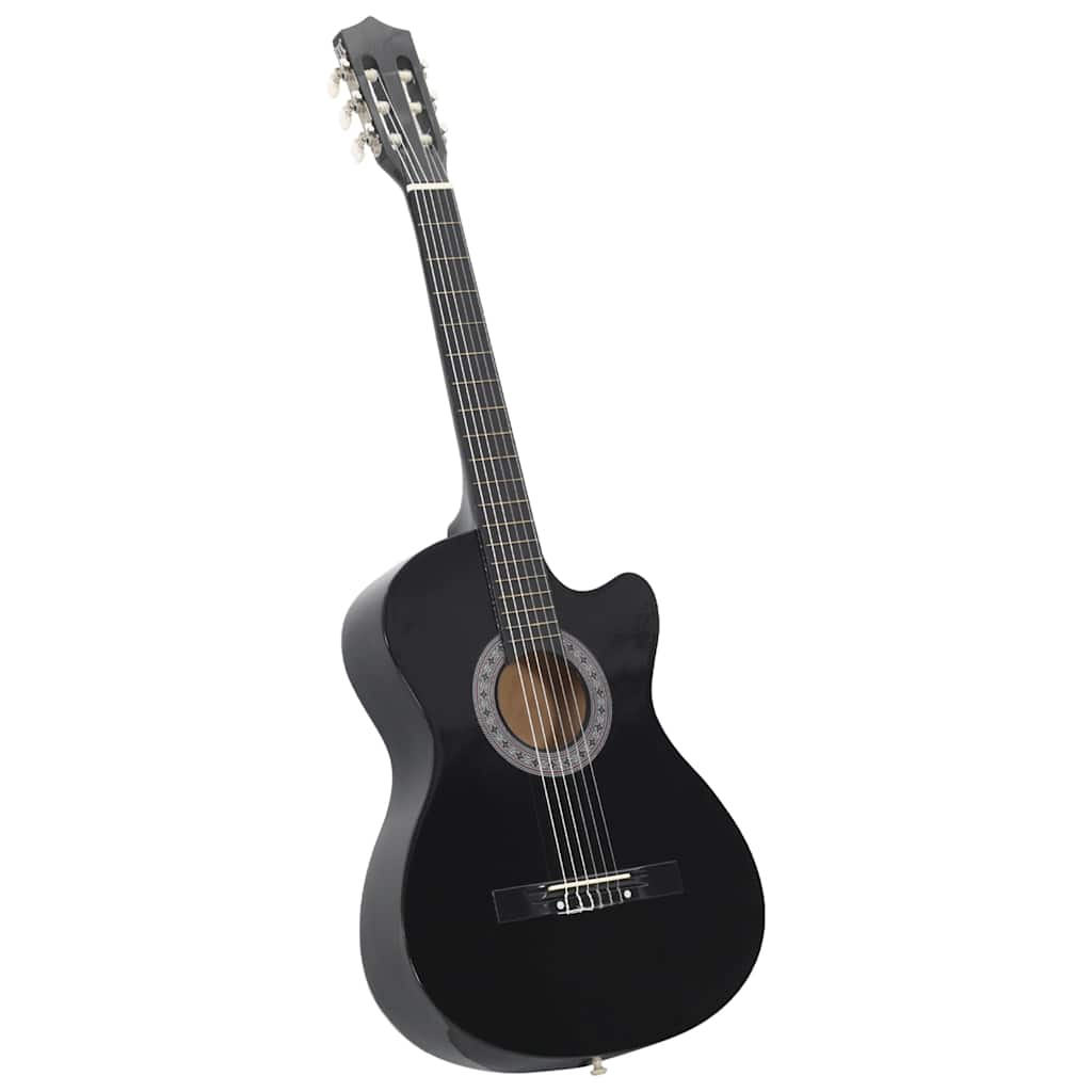 fekete 6 húros klasszikus western cutaway gitár 38"