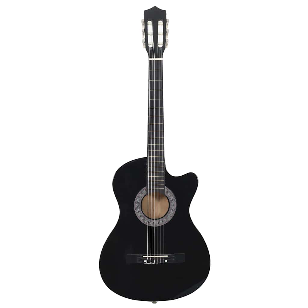 fekete 6 húros klasszikus western cutaway gitár 38"