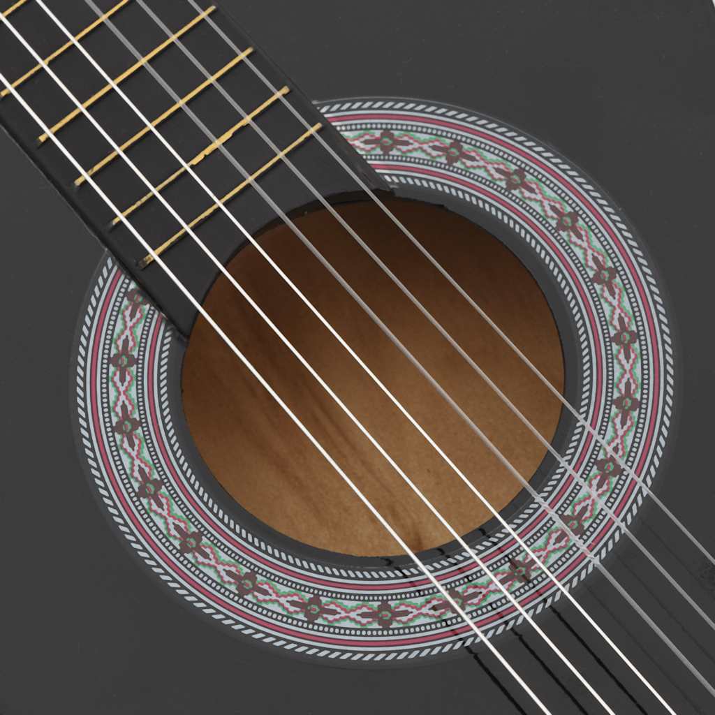 fekete 6 húros klasszikus western cutaway gitár 38"