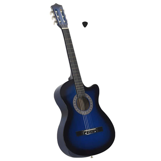 kék árnyékos 6 húros klasszikus western cutaway gitár 38"