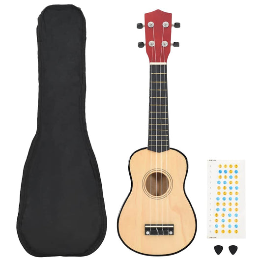 természetes soprano ukulele készlet táskával gyerekeknek 23"