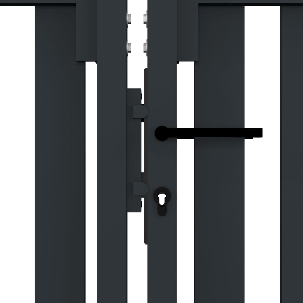 antracit színű, kétszárnyú acél kerítéskapu 300 x 150 cm
