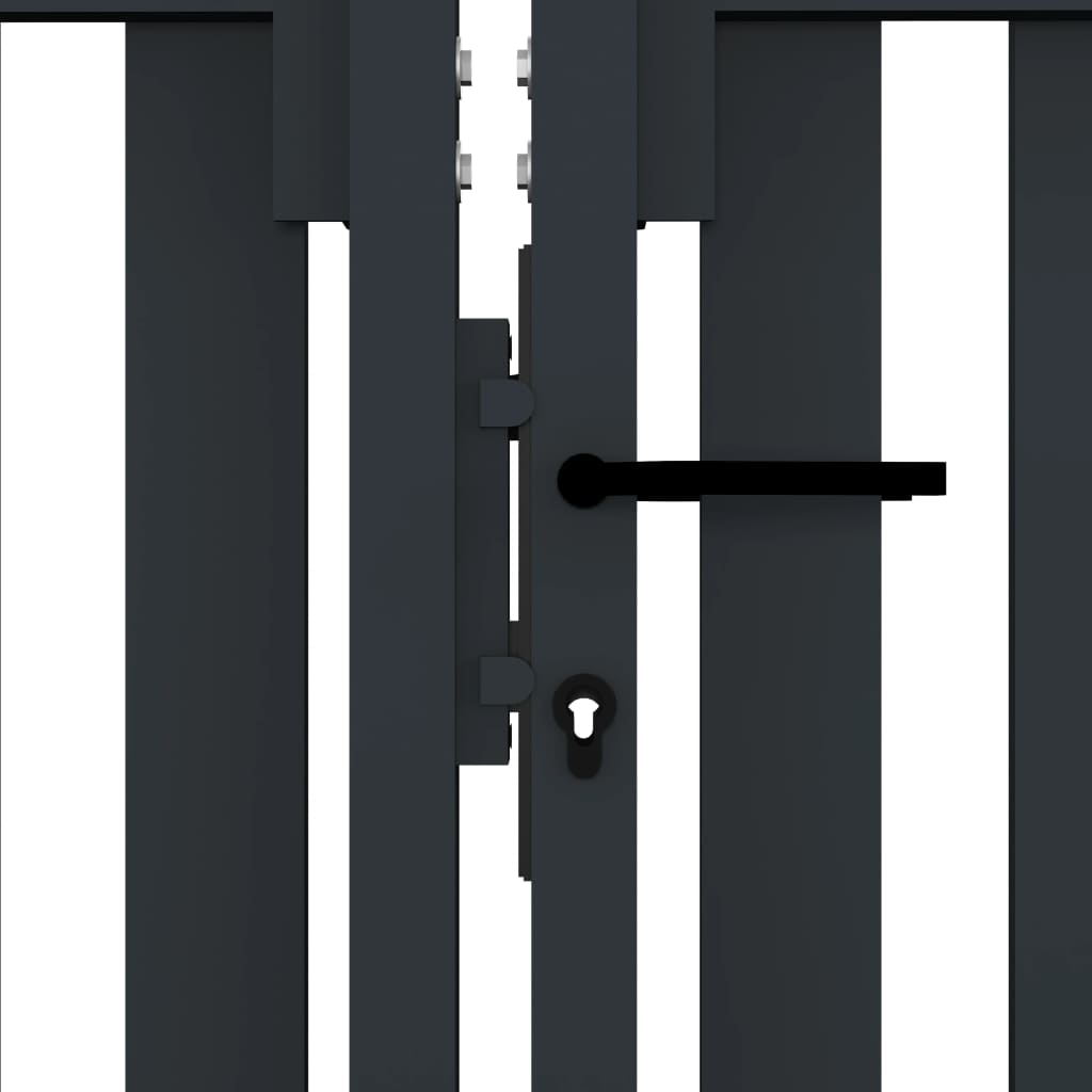 antracit színű, kétszárnyú acél kerítéskapu 300 x 175 cm