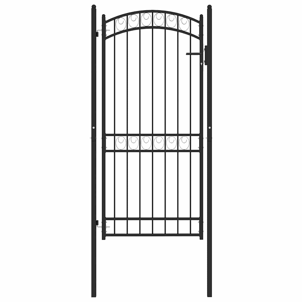 fekete ívelt tetejű acél kerítéskapu 100 x 200 cm
