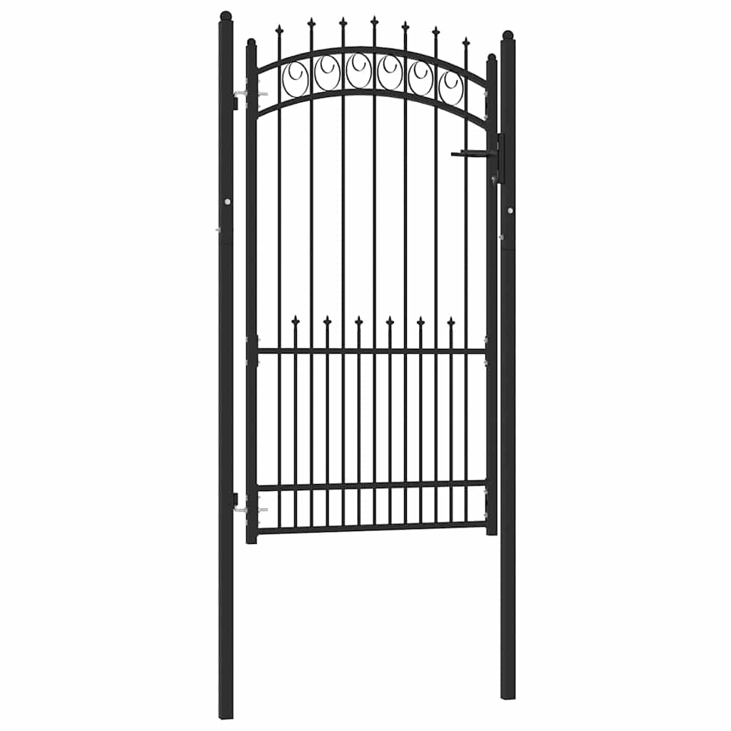fekete acél kerítéskapu EMMEN tüskékkel 104 x 134,5 cm