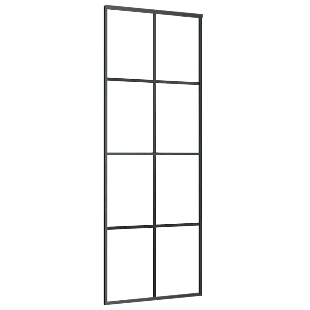 fekete alumínium és ESG üveg tolóajtó 76 x 205 cm