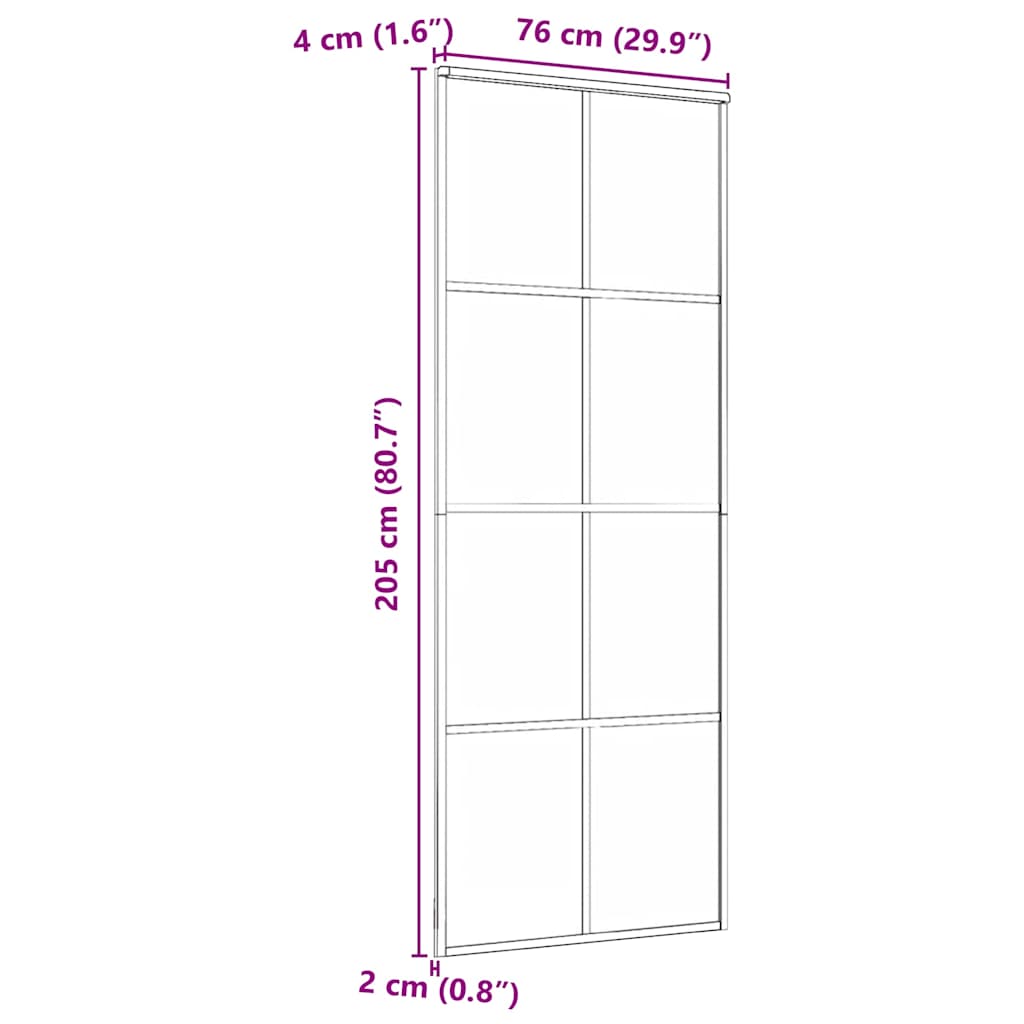 fekete alumínium és ESG üveg tolóajtó 76 x 205 cm