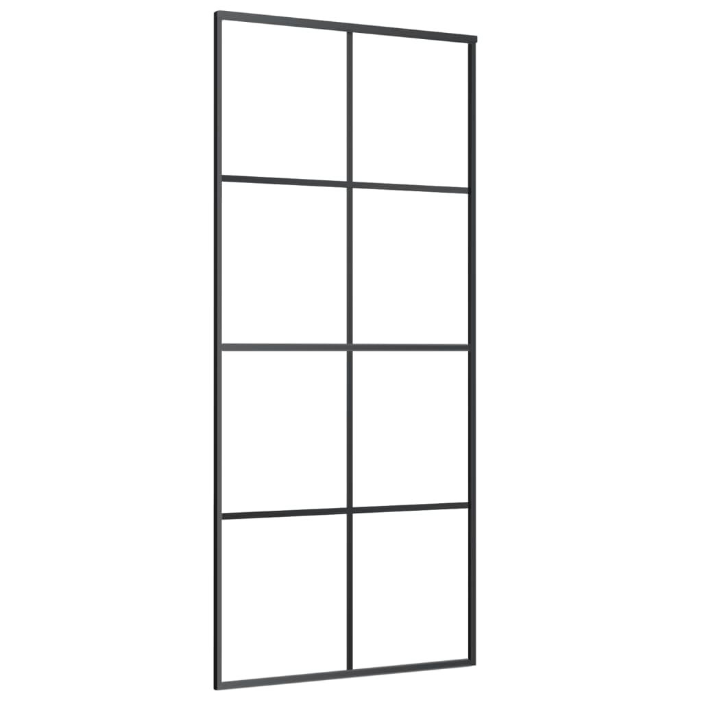 fekete alumínium és ESG üveg tolóajtó 90 x 205 cm