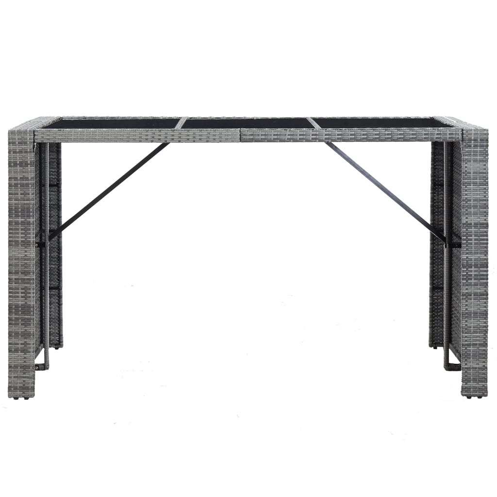 7 darabos szürke polyrattan kerti bárszett párnákkal