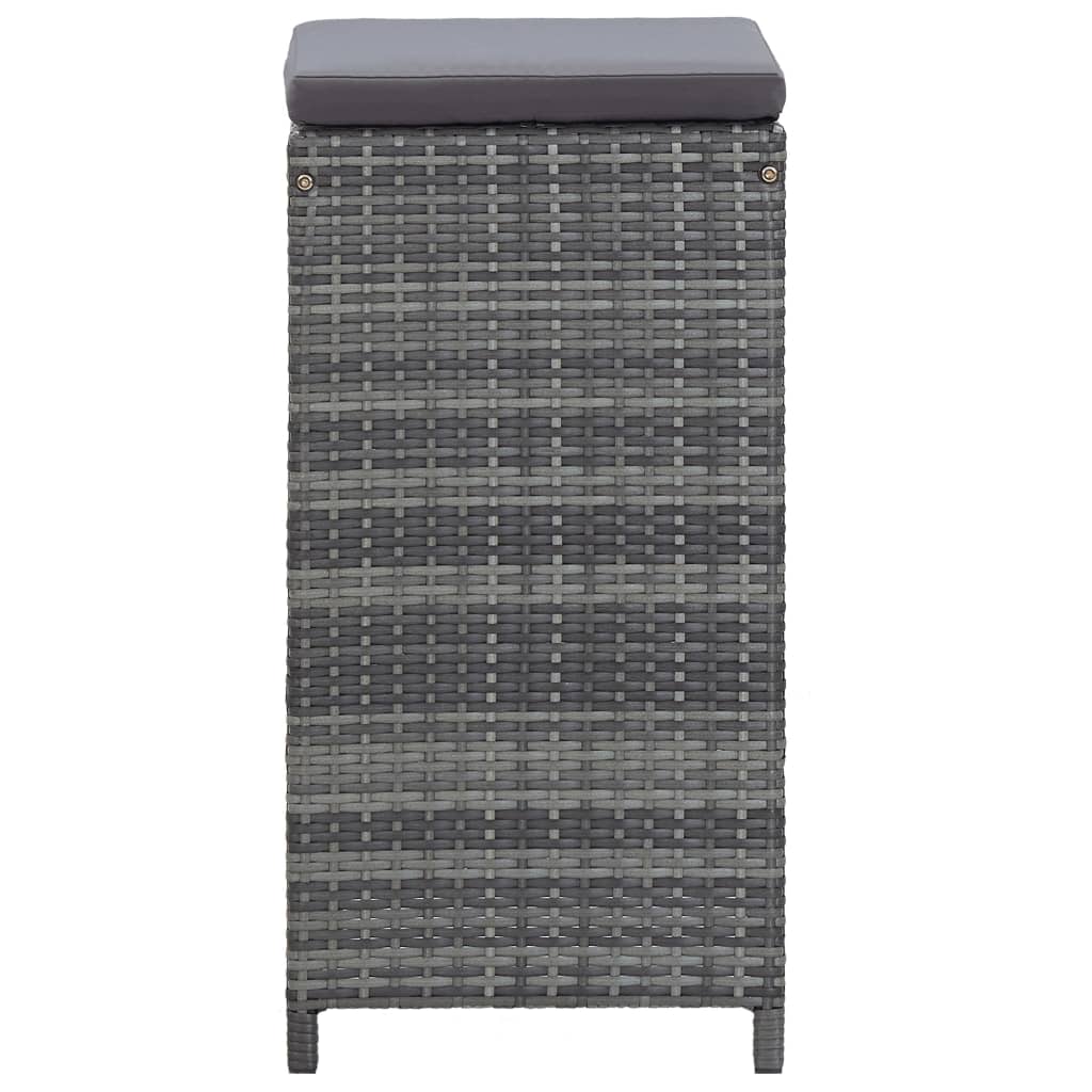 7 darabos szürke polyrattan kerti bárszett párnákkal